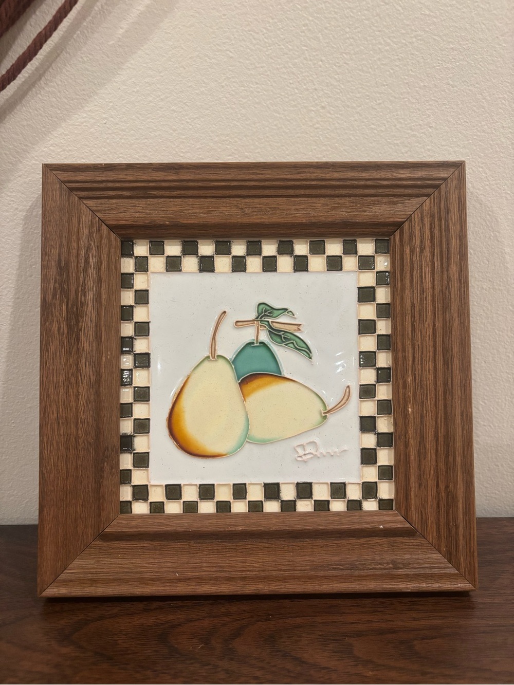 Vintage Pear Tile Wood Framed Art